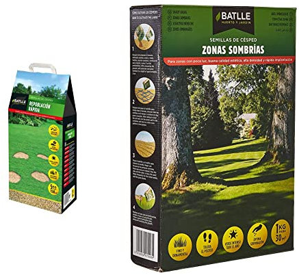 Césped Repoblación Rápida - 5kg & Césped Zonas Sombrías - 1kg