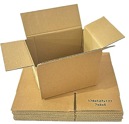 KAPCO 30 Small Cardboard Boxes (7 x 5 x 5”) Strong Single Wall Corrugated Recycled Kraft Postal Shipping Box | Mailing Cartons, Packing, Shipping, Gift Packaging & Mailer Boxes (178 x 127 x 127mm)