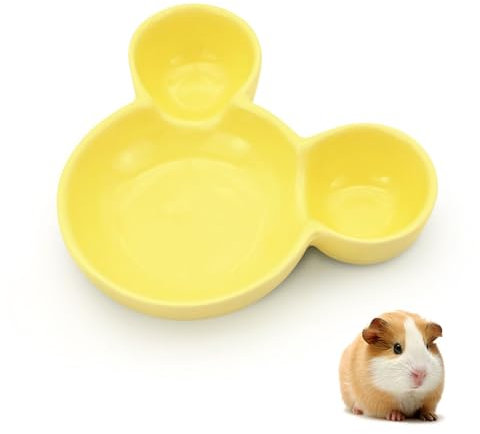 LuckyOpt Hamster Futternapf, Niedliche Mausform Keramik Hamster Wassernapf Leicht zu Reinigen, Meerschweinchen Schüssel Futternapf für Kleintiere, Igel, Eichhörnchen, Nagetiere, Zuckergleiter (Gelb)