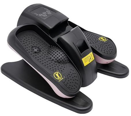 Mini elíptica, 60 W, bicicleta estática, entrenamiento de piernas, pedal, velocidad ajustable, 5 velocidades + 3 modos, dispositivo de fitness para subir escaleras, pedal sentado, color rosa