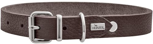 HUNTER Collare per cani Grenada in pelle marrone scuro, realizzato a mano in Germania, per allenamento e uso quotidiano, robusto, confortevole, design semplice ed elegante, taglia: XS-S,