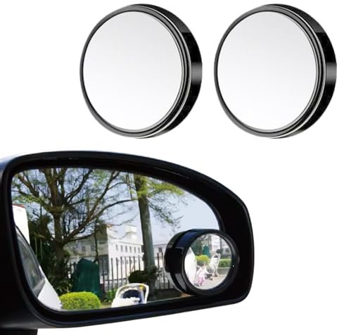 Tek Automotive 50mm Round Blind Spot Mirrors for Cars | Pack of 2 Stick On Adjustable Car Side Mirror Blindspot Car Accessories | Essential Car Gadgets for Increased Visibility