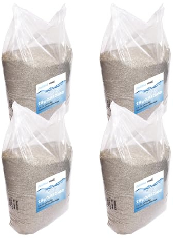 mituso pajoma® Sable de quartz 4 x 25 kg, pour filtre de piscine et filtre à sable, grain de 0,4 à 0,8 mm, très pur, pour aquarium et construction, bords arrondis, polyvalent