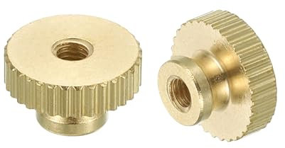 sourcing map Knurled Thumb Nuts, 15pcs M4x D12mm x H8mm Brass Knurled Nut with Collar High Head Through Hole Adjusting Nuts for 3D Printer Parts