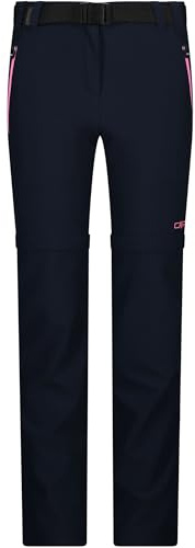 CMP - Pantaloni da Bambina Zip-off Tessuto Stretch, B.Blue-Bubblegum, 128