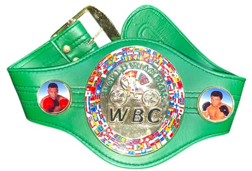 Cinture da Mini Campione di Pugilato per Bambini – Wbc, Wba, Ibf, Wbo, Ib, Cintura in Pelle Regolabile con Pesanti Piastre in Metallo Cromato, Cintura da Campione da Esposizione e da Collezione per
