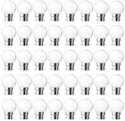 MZYOYO Set med 40 B22 LED-glödlampa 3W, B22 LED-lampa, varmvit bajonettlampa 2 700K, motsvarande 15 W, plast, inte dimbar