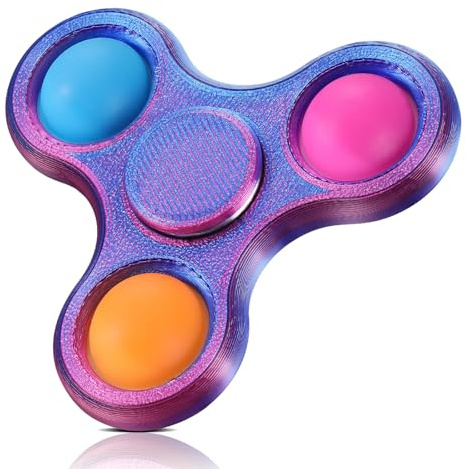 Scione 3D Printed Pop Fidget Spinner- Party Favors for Kids & Adults, Stress Relief Popper Sensory Toy for Birthdays, ADHD & Anxiety Relief, Classroom Prizes (Rosso Blu)