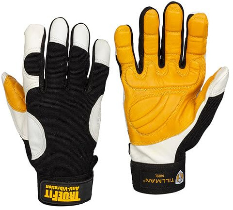 STANIOS INDUSTRIAL SUPPLY Anti-Vibration TrueFit Work Gloves – Top Grain Goatskin & Spandex, Unlined, Size Medium (Pair), Model 1489M