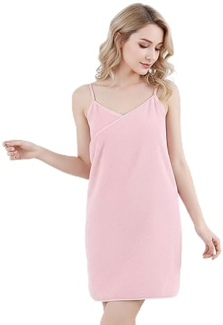 Aurafly Asciugamano da Bagno Indossabile Asciugamano Abito con Spalline Asciugatura Rapida Abito da Bagno Accappatoio Sauna Kilt per Doccia, Spa, Spiaggia (Rosa, 75 x 150 cm)