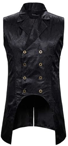 Chaleco para hombre, largo de cachemira, chaleco de traje de doble fila, estilo gótico, traje medieval, chaleco steampunk, disfraz de pirata victoriano occidental para hombres
