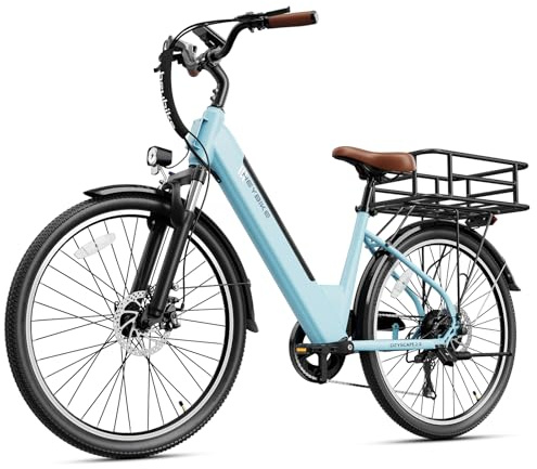 Heybike Cityscape 2.0 Commuter Electric Bike for Adults, 468Wh Removable Battery, Up to 50 Miles Range, 1200W Peak Motor, 24MPH, UL Certified 26 City E-Bike with 7-Speed & Front Suspension