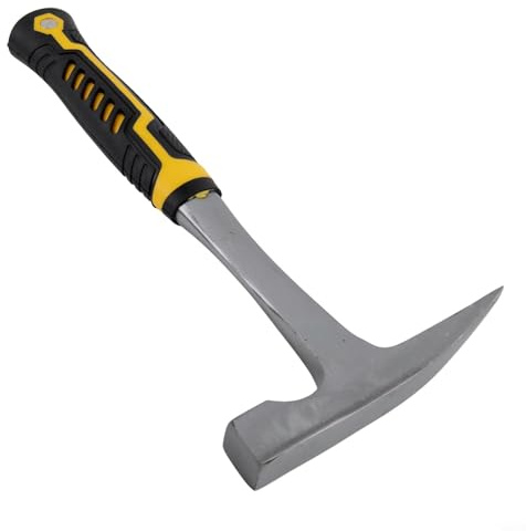 Marteau géologique avec tête plate et pointue, outil de crochetage de roche en acier forgé 45 pour l'exploration minière, la maçonnerie, la géologie des champs, caoutchouc antidérapant Han(A)