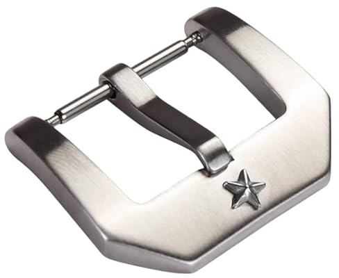 ROUHO Opaco Argento Acciaio Inox Cinturino Orologio Fibbia Ardiglione Robusto Ricambio Pelle & Silicone Cinturino Orologio Chiusura per Zenith Pilot-18mm