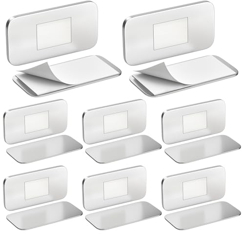 Jiayi Pacchetto da 8 chiusure magnetiche ultrasottili per armadio | Fermo adesivo forte senza trapano | Ferramenta per cucina, credenza, cassetto – Argentato