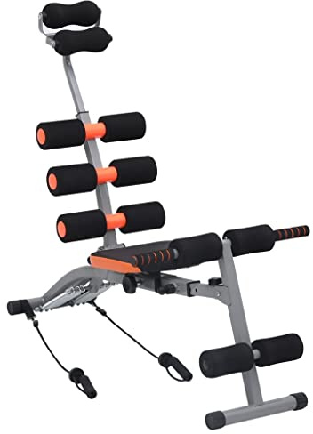 Ziaphsol Magtränare L-form med elastiska band, stålram och skumkuddar, 103 x 55 x 94 cm, justerbart ryggstöd för situp, ryggtränare, styrketräning och hemmastudio