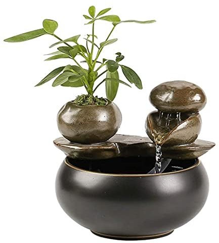 Fontana da Interni Piccole fontane da Tavolo Feng Shui Fontana d'Acqua Zen Relax Decorazioni da Tavolo Decorazione Ornamenti per Interni o all'aperto Fontane Decorative (Color : Rhyme of Stone)