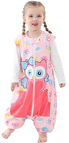 COOKY.D Sac De Couchage Unisexe pour Bébé avec Pieds, Sac De Couchage Respirant pour Tout-Petit, Vêtement De Nuit sans Manches pour Animaux Pendant 3-5 Ans,Hibou