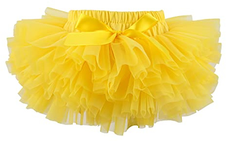 HOOLCHEAN Infant Toddler Baby Girls Super Soft Fluffy Tutu Skirt with Diaper Cover Bloomer Yellow, 2-3T