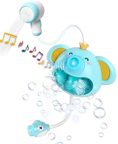 Badewannenspielzeug Baby Badespielzeug Seifenblasenmaschine mit Musik Dusche Kopf Wasser Spray Badewanne Automatischer Elefant Seifenblasenmacher badespielzeug Baby ab 18+ Monaten Purple