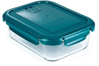 nutrifresh Airclip 1L - Glass Food Container with Lid - Airtight Glass Meal Prep Storage Container - Leak Proof & BPA Free