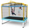 COSTWAY Trampolino Rettangolare per Bambini 3-in-1 190 x 124 cm, Tappeto Elastico per Bambini da Esterno ed Interno con Rete, Altalena, Barra, Copertura e Design senza Fessure (Giallo)