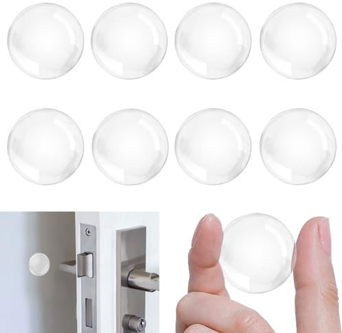 SLIVERBA Türstopper für die Wand, transparent, 8 Stück, Ø 40 mm, elastische Wandpuffer, selbstklebend, Türgriffpuffer, zum Schutz von Wänden und Möbeln