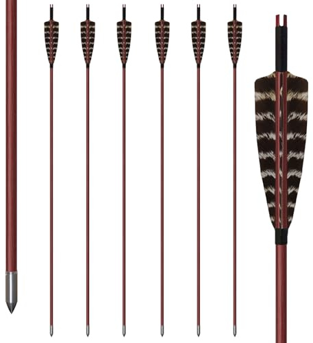 biubiusot 33 Handmade Wooden Arrows 6pcs Shaft Bamboo Traditional Arrows Turkey Feather Hunting Arrows for Archery Recurve Target Practice Bow Longbow Horsebow