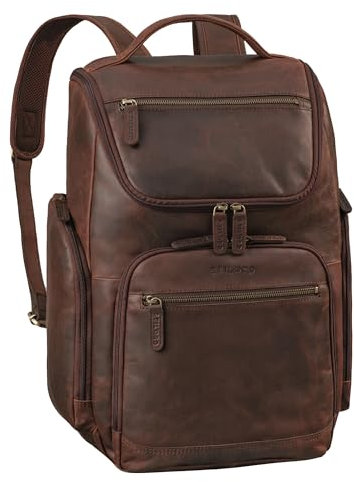 STILORD 'Reggie' XL Leder Rucksack Herren Laptop Rucksack 15-17 Zoll Business Backpack Groß Atmungsaktiv Lederrucksack Vintage für Reisen Arbeit Büro, Farbe:zamora - braun