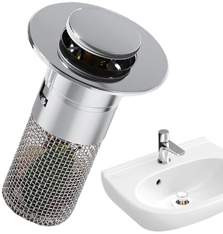 Tappo per canalizzazione – Tappo per lavello da bagno Pop-up, tappo per lavello anti-intasamento | Tappo per lavello da bagno durevole con protezione contro i trabocchi, tappo per lavello