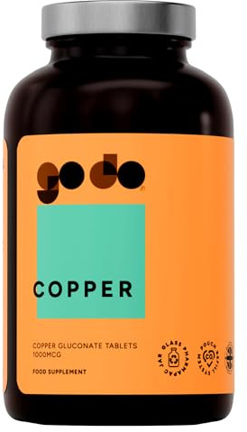 Copper 1000mcg - 360 Tablets - Nutritional Supplement - Vegans & Vegetarians - Healthy Lifestyle - Copper Supplement - Bioavailable - Essential Mineral Formula - Refillable Eco Jar - Godo