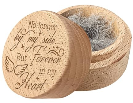 CREATCABIN Boîte Souvenir Bois pour Poils d'animaux Boîte Commémorative Conteneur pour Cendres Poils Chien Chat Petite Urne Commémorative Condoléances Chiens Dents Ongles Cendres 5x4cm