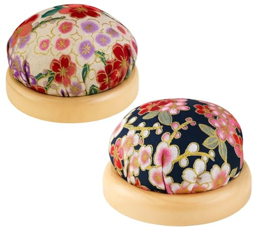 PDirat Nadelkissen, 2 Stück Runde Nadelhalter Mit Holzuntergrund, Für Nähen, Stickerei, DIY-Liebhaber Und Handarbeitsfans