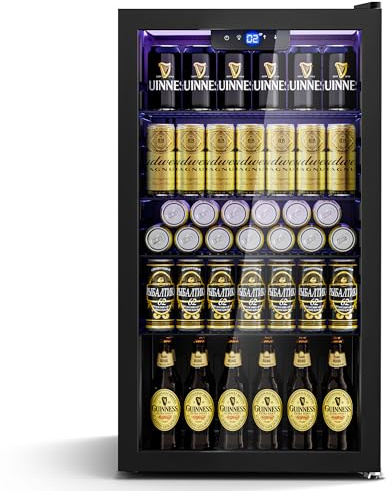 TRIUMPHKEY 90L Getränkekühlschrank mit Klima KÜHLUNG | Neu: Gleichmäßige Kühlung & frostfrei | 4 verstellbare Ablagen für 130 Dosen | Für Bar, Büro & Haushalt