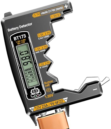 tester per batterie - Rilevatore di tensione ad alta precisione, rilevatore di precisione per D/C/AA/AAA/N/9 V/pile a bottone/batteria da 3,7 V Telecomandi Giocattoli Tensione elettrica per au