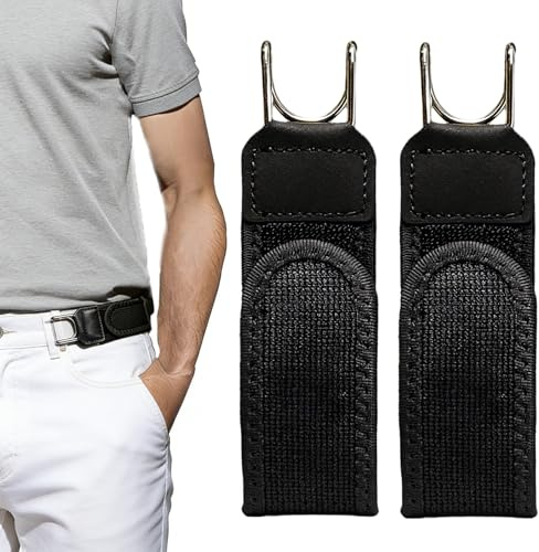 Bcuuozeeing Bälte utan spänne, osynligt elastiskt spänne löst bälte män och kvinnor, Buckle Less bälte med metallkrok, justerbart med kardborreband för vardag och fritid