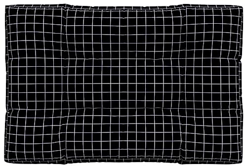 XHNIFBN Coussin pour palette - 120 x 80 x 12 cm - Noir - Motif à carreaux - Coussin d'extérieur en polyester imperméable - Pour balcon, jardin, canapé