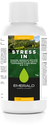 EMERALD STRESS IN, Concime Organico Liquido con Alghe Brune, Biostimolante Naturale, Estratto Fluido di Lievito, Nutrizione e Stimolo della Crescita per Piante e Tappeti Erbosi (1 Kg)