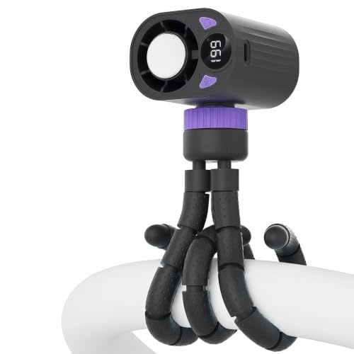 LUCYLANKER Ventilador Portátil para Cochecito con Funcion de Enfriamiento, Ventilador Carrito Bebé con 199 Velocidades, USB-C Mini Ventilador de Trípode Flexible para Oficina, Camping, Viajes (Negro)