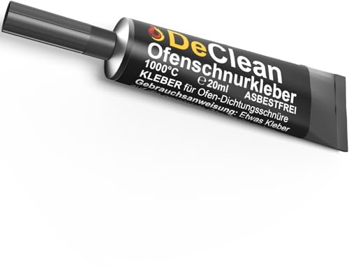 DeClean feuerfester Kleber für Kamin, Schamottstein und Dichtung - hitzebeständig bis 1000°C - Hochtemperatur Ofenschnurkleber für Dichtschnur, Dichtband