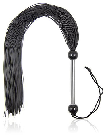 Boowhol Peitsche Silikon Gummi Peitsche Reitpeitsche Reitgerte mit Glas Griff erotische SM Peitsche (Schwarz)