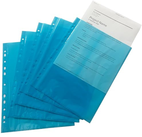 Janrax Paquete de 50 A4 Azul Claro perforado por Bolsillos