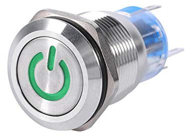 Interruttore a pulsante per auto 19 mm 12V, impermeabile a LED in metallo Pulsante autobloccante con interruttore a scatto 1NO1NC(Green)