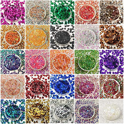 Nsiwem Paillettes per il tempo libero creativo 25 colori paillettes da cucire 6 mm paillettes paillettes sciolte paillettes paillettes paillettes Cup paillettes paillettes per fai da te fabbricazione