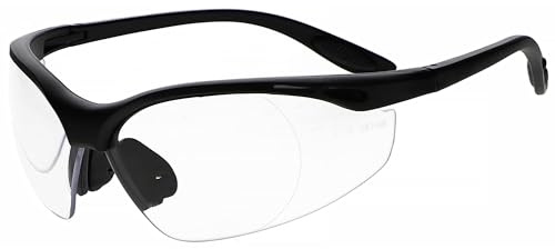 Full Lens Magnifying Safety Reading Glasses, Black Frame, Clear Lens, +2.50