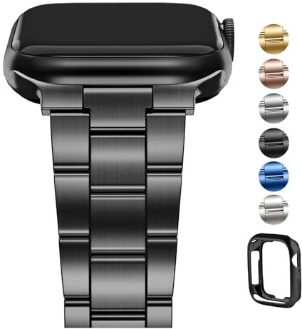 Fullmosa Kompatibel mit Apple Watch SE Armband 40mm 41mm 38mm 42mm Damen Herren, Neues Kein Werkzeug Erforderliches Metall Ersatzband für iwatch SE Series 10 9 8 7 6 5 4 3 2 1, Schwarz