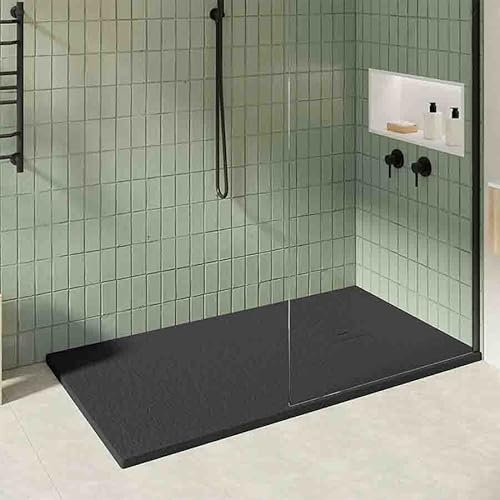 KOES - Plato de Ducha de Resina Modelo OBI – 70x90 – Negro RAL 9005