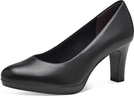 Tamaris Damen Pumps Leder Blockabsatz bequem; Black, EU 35