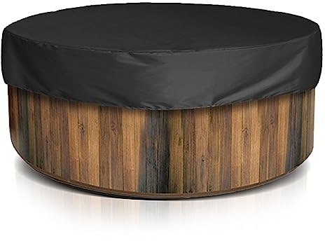 Rund Vattentät Spa Överdrag för Utomhusbruk, Uppblåsbar Pool Skydd i Svart Polyester Taft, 190 cm