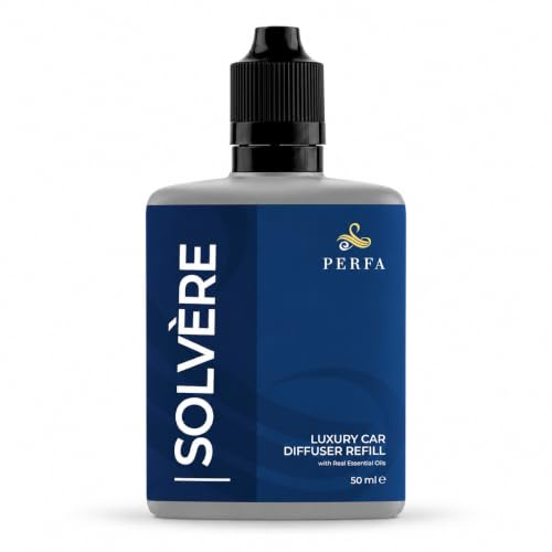 Car Air Freshener Refill 50ml for Men, Solvère Inspired Diffuser by Perfa | A 50ml refill for your Perfa diffuser: Solvère inspired bergamot, pepper and woody amber. Lasts up to six months.